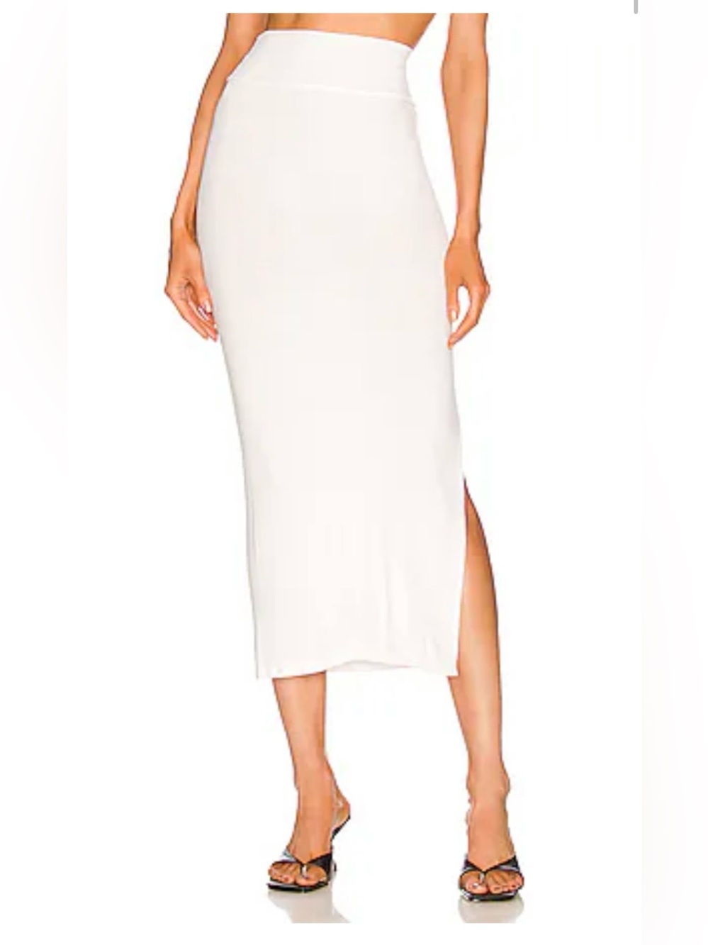 ENZA COSTA Stretch Silk Knit Essential Skirt in White